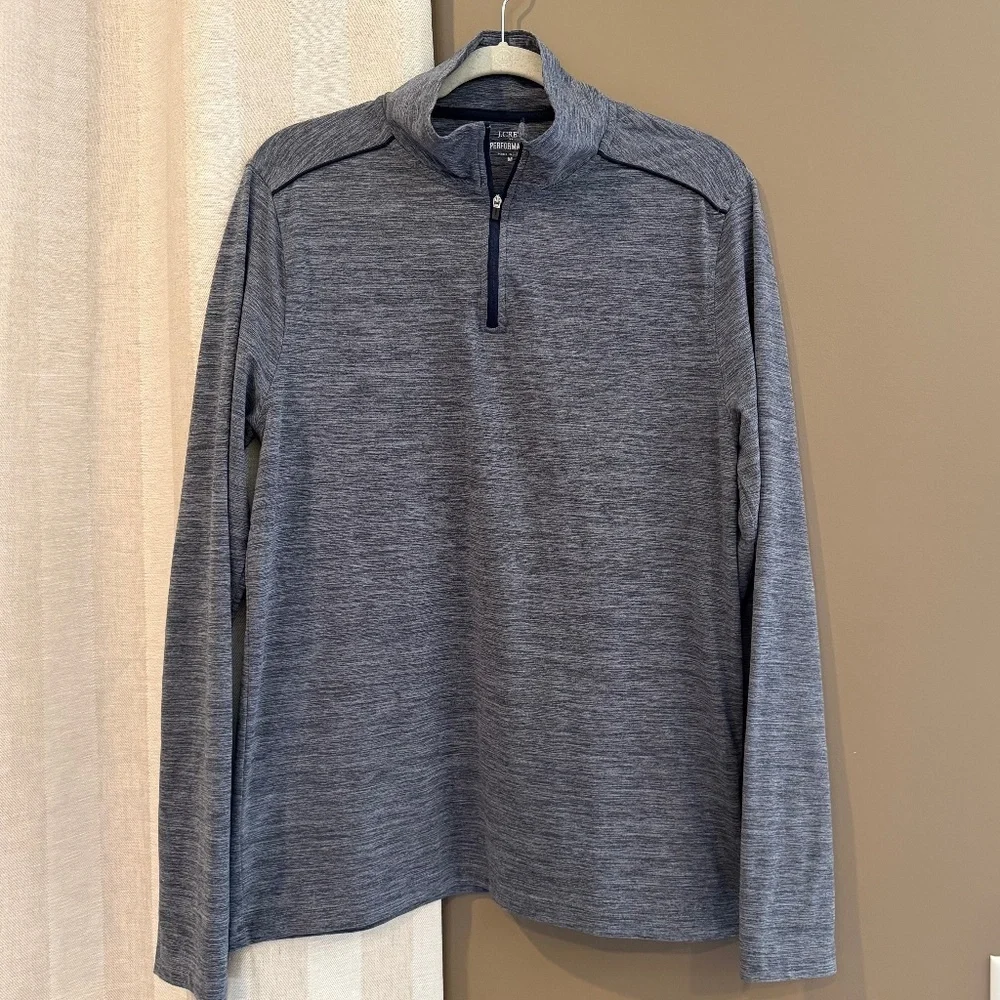J. Crew Navy Blue Heather Performance 1/4 Zip Pullover, Hiking, Outdoors, Size M